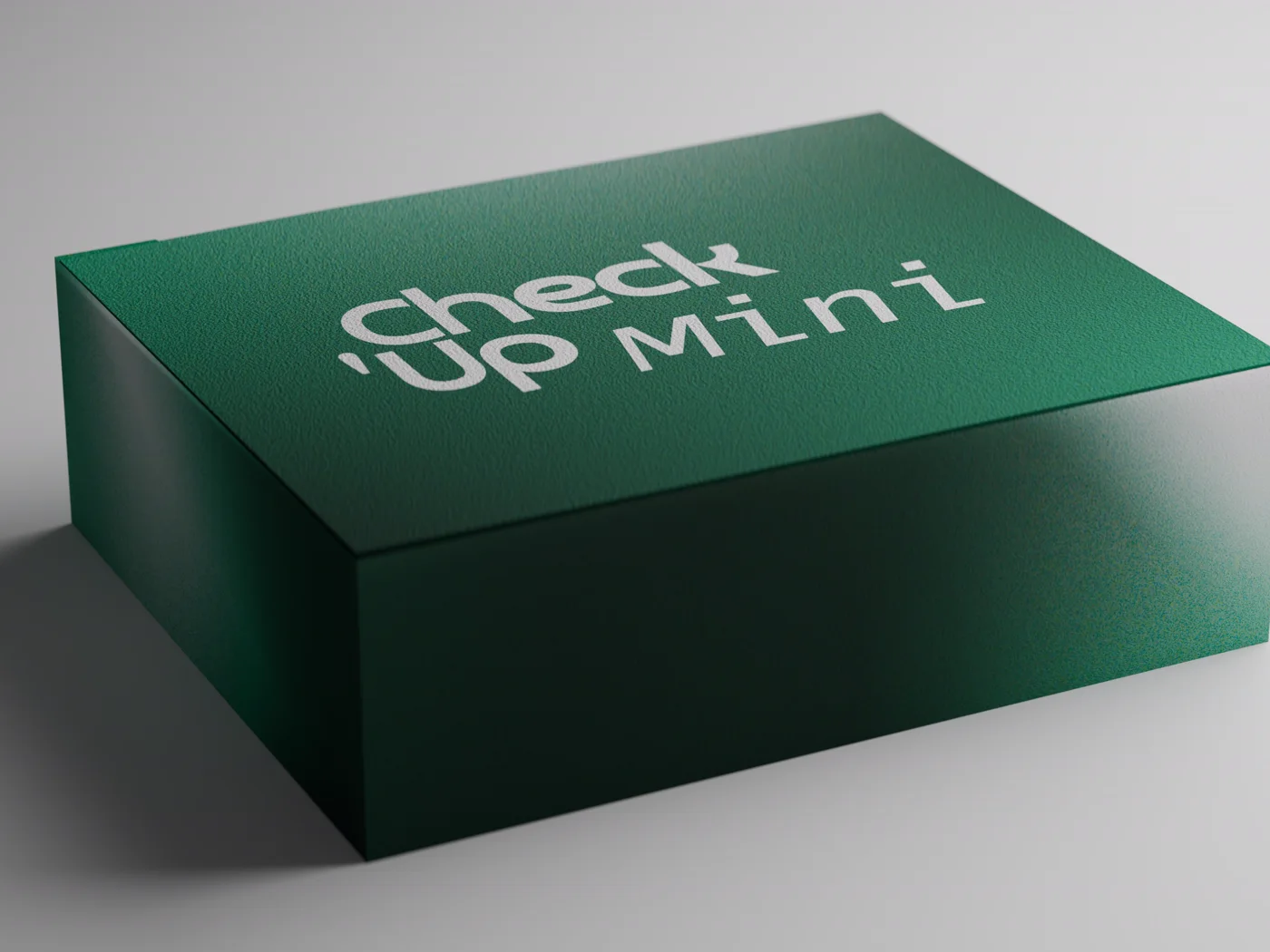 La boîte Check'Up Mini, fermée, prête à être expédiée.